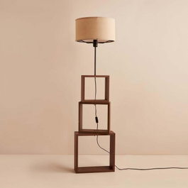 Opviq Lámpara de Pie de Madera y Tela Beige y Marrón AYD-3472